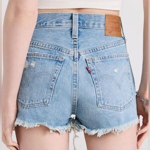 Levi's 501 Button Fly Jean Shorts Classic Distressed Style